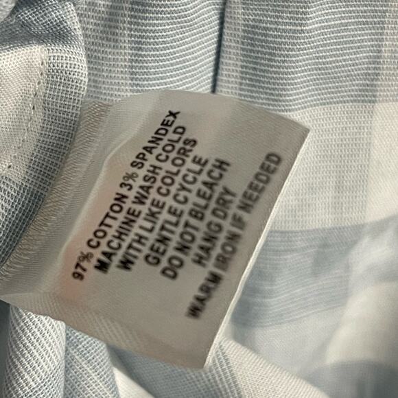 UNTUCKit Women's Button Down Santa Marzi Plaid Long Sleeve Shirt Blue White 4 - Picture 7 of 8